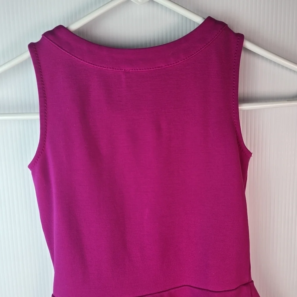 Kate Spade Girls Magenta Pink Bow Neck Peplum Sleeveless Top Size Small